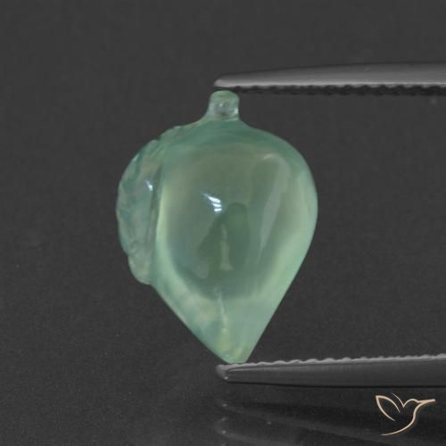 5.58ct Naturale Menta verde Prehnite, Taglio a fantasia, Traslucido