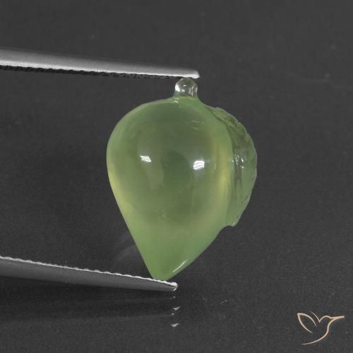10.93ct Naturale Verde giallastro Prehnite, Taglio a fantasia, Traslucido