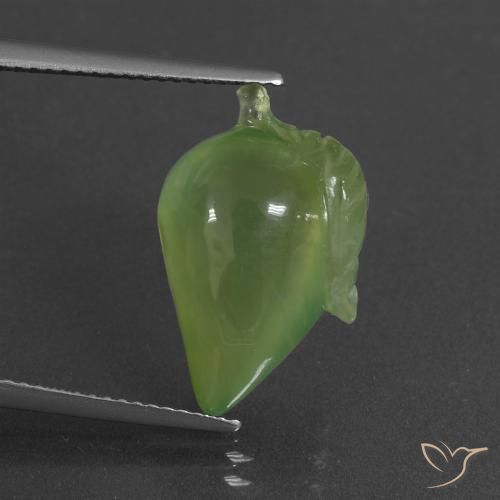 11.58ct Naturale Verde medio Prehnite, Taglio a fantasia, Traslucido