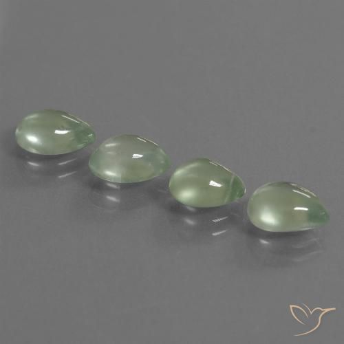 Prehnite naturale verde da 5,59 ct, taglio a pera, trasparente