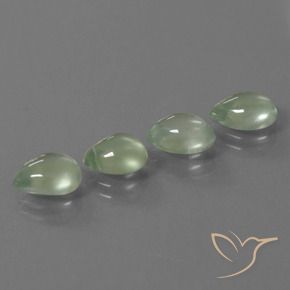 Prehnite naturale verde da 5,59 ct, taglio a pera, trasparente