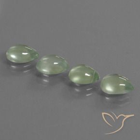 Prehnite naturale verde da 5,59 ct, taglio a pera, trasparente