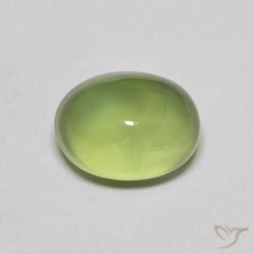 Prehnite naturale verde da 1,40 ct, taglio ovale, trasparente