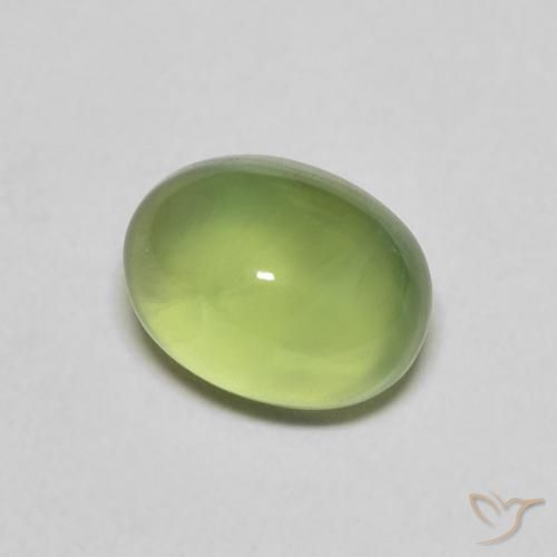Prehnite naturale verde da 1,40 ct, taglio ovale, trasparente