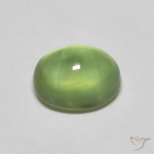 Prehnite naturale verde da 1,40 ct, taglio ovale, trasparente