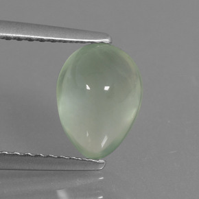 Prehnite naturale verde da 1,62 ct, taglio a pera, traslucido