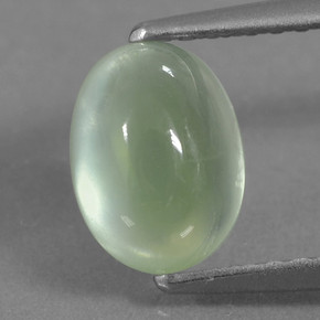Prehnite naturale verde da 1,72 ct, taglio ovale, traslucido