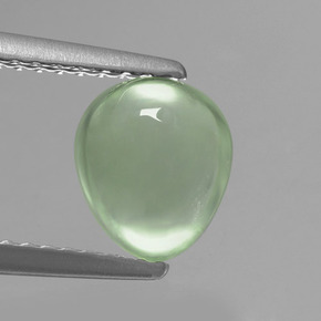 Prehnite naturale verde da 1,57 ct, taglio a pera, traslucido