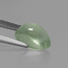 Prehnite naturale verde da 1,57 ct, taglio a pera, traslucido
