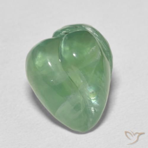 Prehnite Verde terroso pallido naturale da 15.49 ct, Taglio a fantasia, Traslucido