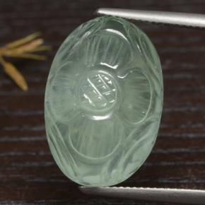 Prehnite naturale verde da 21,08 ct, taglio ovale, traslucido