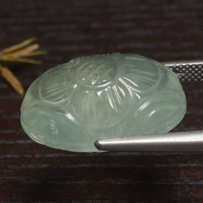 Prehnite naturale verde da 21,08 ct, taglio ovale, traslucido