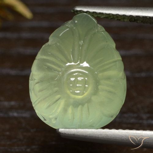 10.20ct Naturale Giallo verde Prehnite, Forma a pera, Traslucido