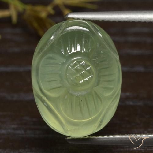 19.84ct Naturale Giallo verde Prehnite, Ovale, Traslucido