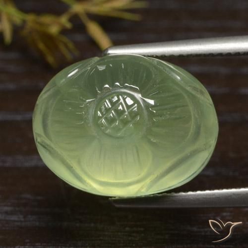 Prehnite Giallo verde naturale da 19.84 ct, Ovale, Traslucido