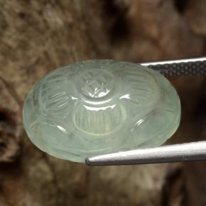 Prehnite verde molto chiaro naturale da 11,67 ct, taglio fiore, traslucido