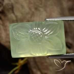 Prehnite Verde chiaro naturale da 21.18 ct, Taglio a fiore, Traslucido