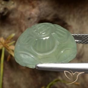 Prehnite Verde chiaro naturale da 12.99 ct, Taglio a fiore, Traslucido