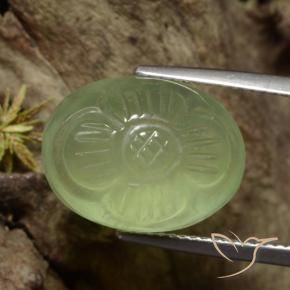 Prehnite Giallo verde naturale da 12.53 ct, Taglio a fiore, Traslucido