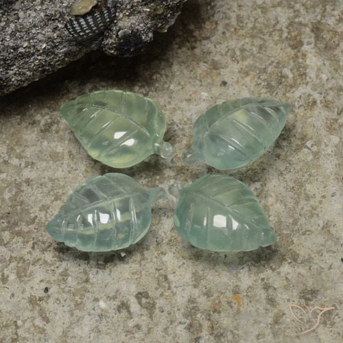14.67ctw Naturale Verde mare chiaro Prehnite, Taglio a fiore, Trasparente