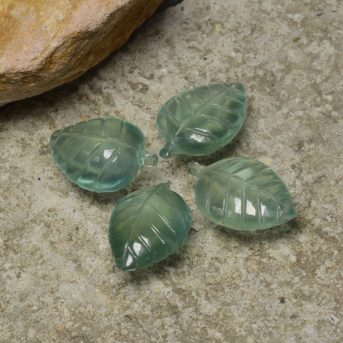 Prehnite naturale verde da 29,40 ct, taglio fiore, trasparente