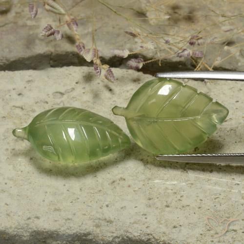 Gemme di Prehnite Verde medio naturale da 17.34 ct, Taglio a fantasia, Traslucido