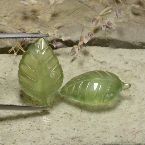 Gemme di Prehnite Verde medio naturale da 17.34 ct, Taglio a fantasia, Traslucido
