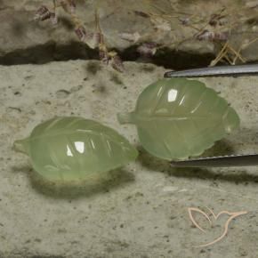 Gemme di Prehnite Verde Pera Pallido naturale da 14.13 ct, Taglio a fiore, Traslucido