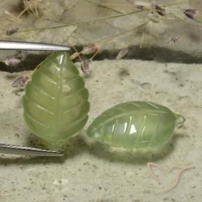 Gemme di Prehnite Verde caldo naturale da 15.37 ct, Taglio a fiore, Traslucido