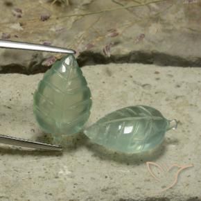 Gemme di Prehnite Verde molto chiaro naturale da 16.04 ct, Taglio a fiore, Traslucido