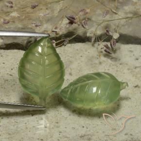 Gemme di Prehnite Verde giallastro naturale da 17.57 ct, Taglio a fiore, Traslucido