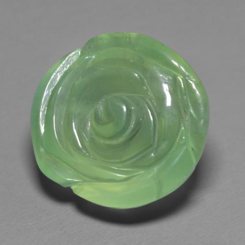 Prehnite naturale verde da 14,74 ct, taglio fiore, traslucido