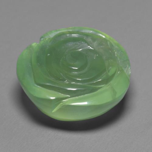 Prehnite naturale verde da 14,74 ct, taglio fiore, traslucido