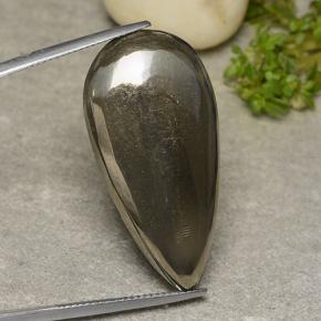 Pirite naturale giallo da 37,58 ct, taglio a pera, opaco