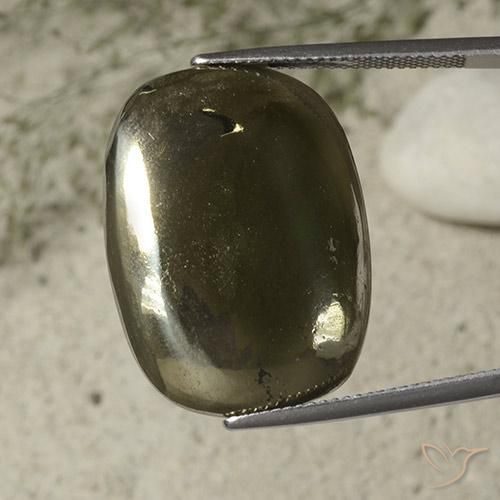 33.29ct Naturale Oro Pirite, Cuscino, Opaco