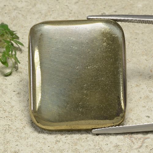 49.74ct Naturale Oro Pirite, Cuscino, Opaco