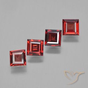 Gemme di Granato Piropo Rosso medio naturale da 2.44 ct, Quadrato, VS