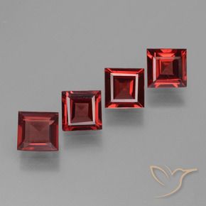 Gemme di Granato Piropo Rosso Sangue Profondo naturale da 2.52 ct, Quadrato, VS