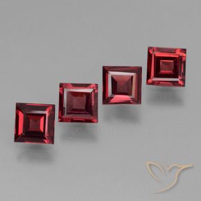 Gemme di Granato Piropo Rosso scuro naturale da 2.53 ct, Quadrato, VS