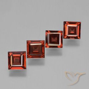 Gemme di Granato Piropo Rosso scarlatto naturale da 2.87 ct, Quadrato, VS
