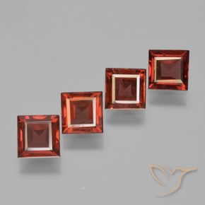 Gemme di Granato Piropo Rosso medio naturale da 2.61 ct, Quadrato, VS