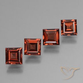Gemme di Granato Piropo Rosso scarlatto naturale da 3.25 ct, Quadrato, VS