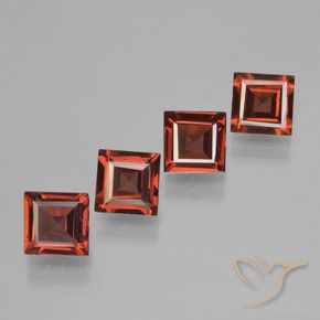 Gemme di Granato Piropo Rosso medio naturale da 2.45 ct, Quadrato, VS