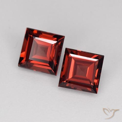 Gemme di Granato Piropo Rosso scuro naturale da 1.65 ct, Quadrato, VVS-VS