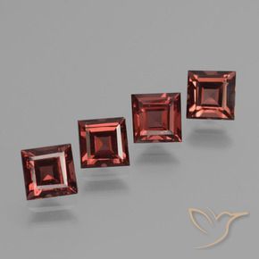 Gemme di Granato Piropo Rosso medio-scuro naturale da 3.28 ct, Quadrato, VS