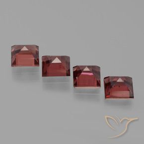 Gemme di Granato Piropo Rosso medio-scuro naturale da 3.28 ct, Quadrato, VS
