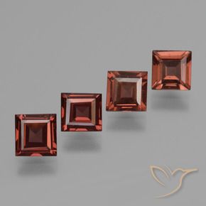Gemme di Granato Piropo Rosso scuro naturale da 2.86 ct, Quadrato, VS