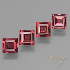Gemme di Granato Piropo Rosso tendente al rosa naturale da 2.68 ct, Quadrato, VS