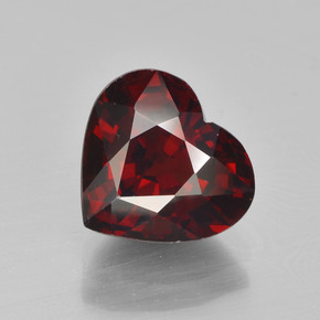 Granato piropo rosso naturale da 3,35 ct, a forma di cuore, VVS-VS