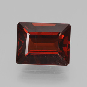Granato piropo naturale rosso da 4,18 ct, taglio smeraldo, VS